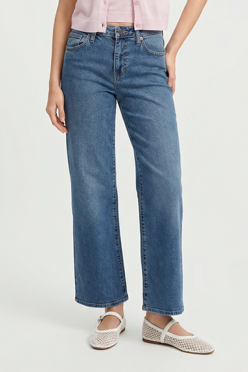 Mid Rise Slim Wide Leg