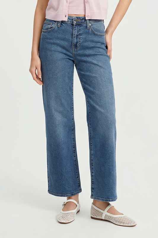 Mid Rise Slim Wide Leg