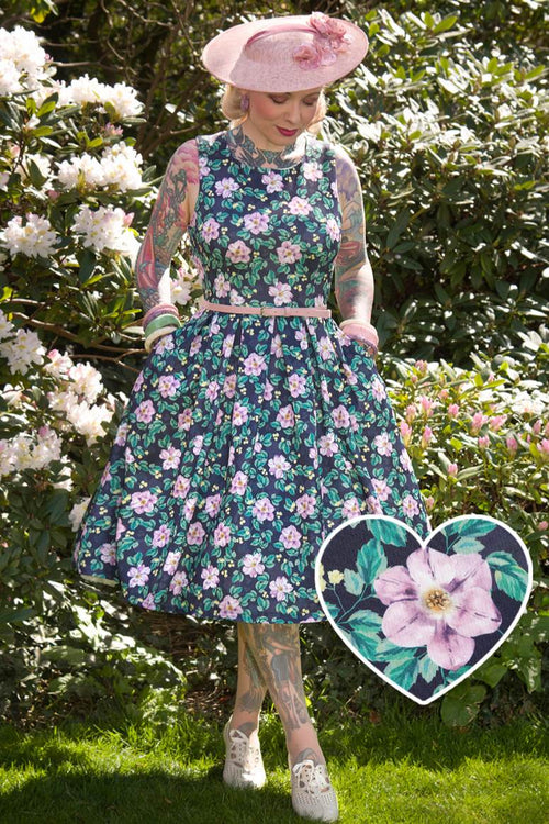 Annie Purple Floral Swing Dress