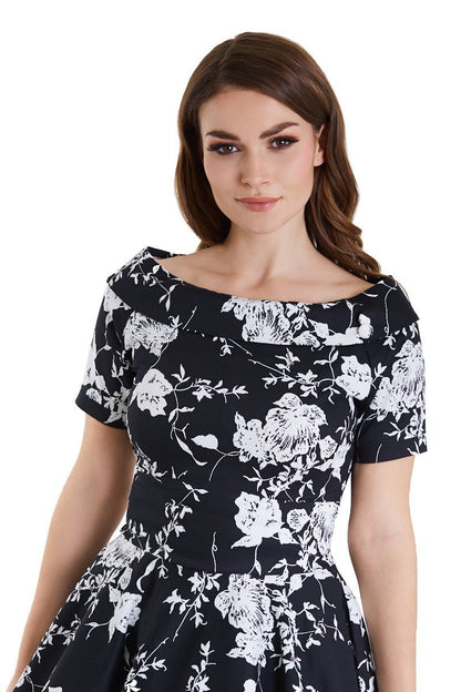 Darlene Monochrome Floral Swing Dress