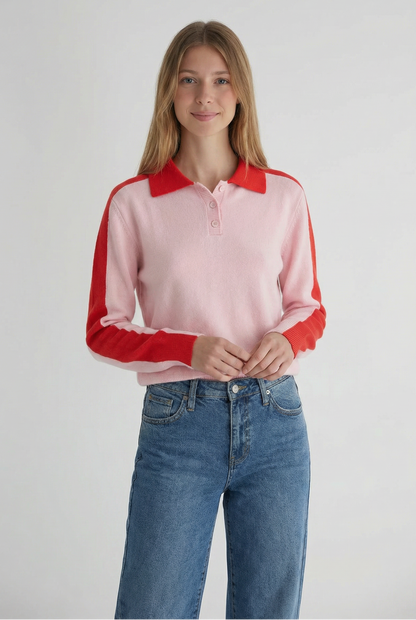 Racer Stripe Polo Sweater