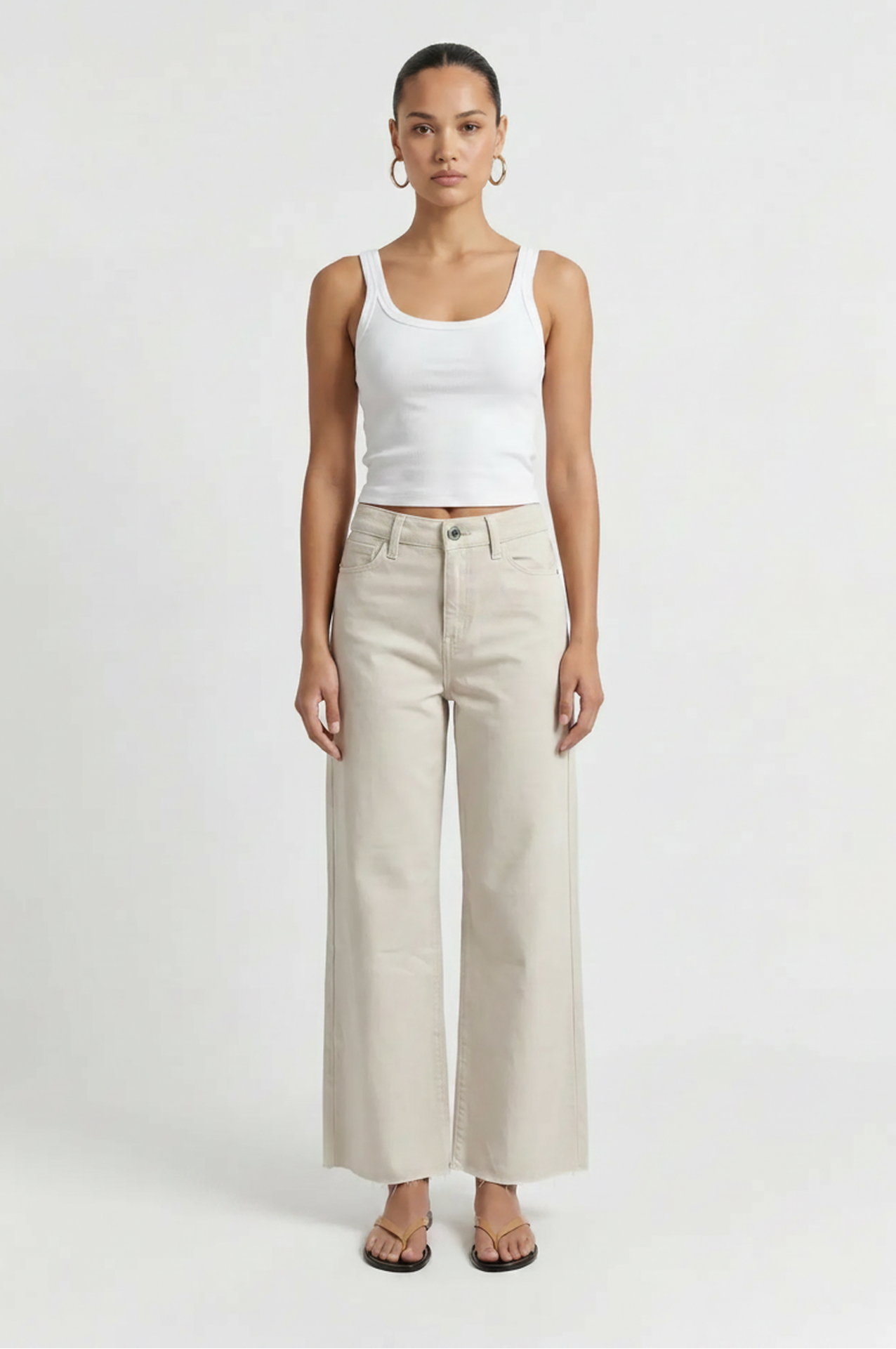 Ribbed Slim Crop Scoop Tank