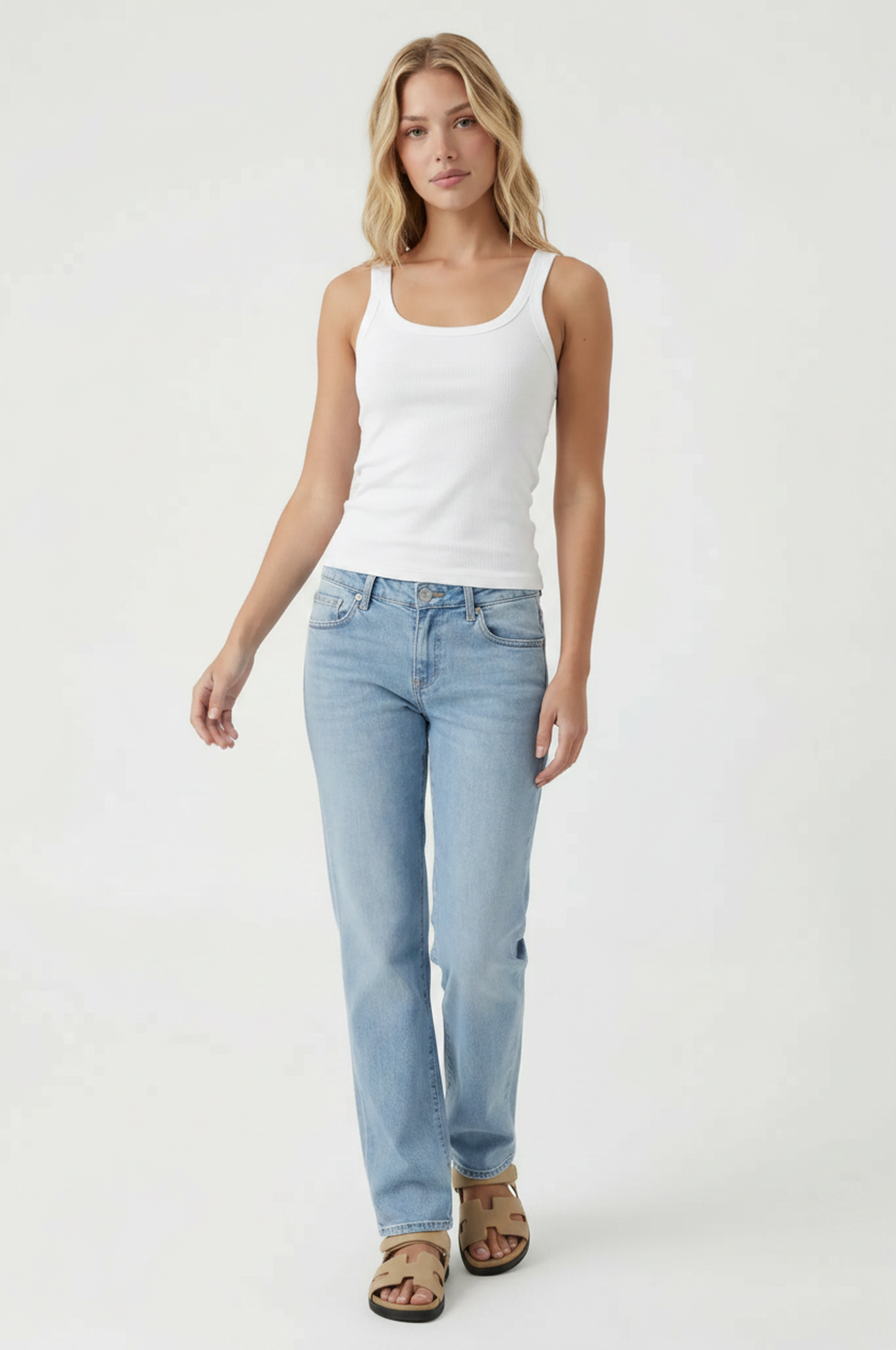 Ribbed Slim Scoop Neck Tank