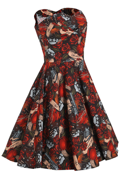 Melissa Rock N Roll Tattoo Strapless Dress