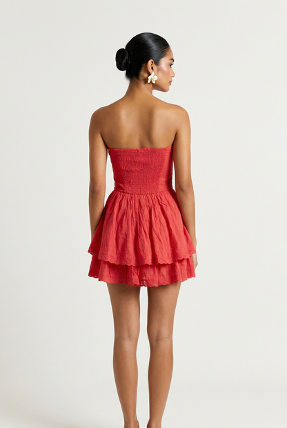 Rosa Strapless Mini Red Dress