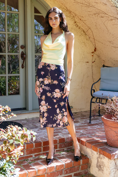 Rosie Satin Midi Skirt