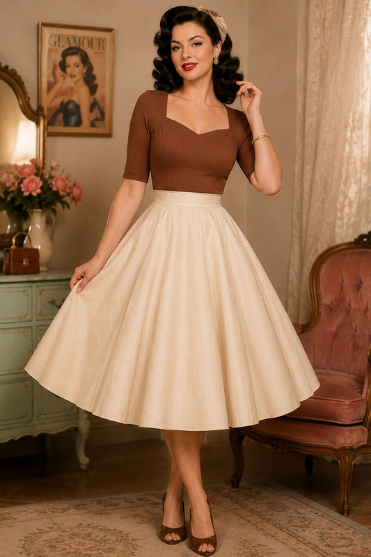Maisie Cream Full Circle Midi Skirt