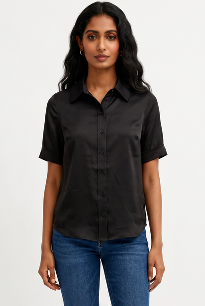 Short Sleeve Satin Shirt