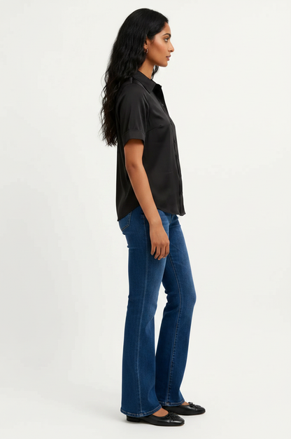 Short Sleeve Satin Shirt