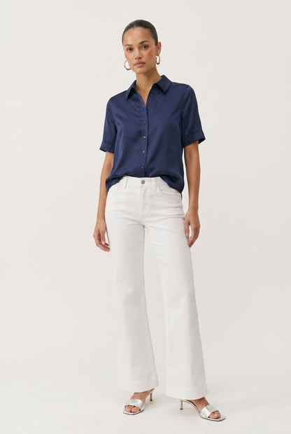 Short Sleeve Satin Shirt