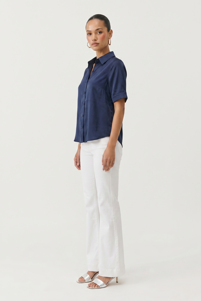 Short Sleeve Satin Shirt