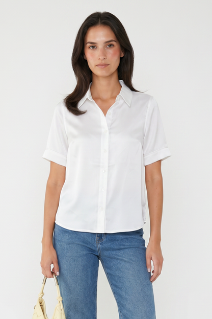 Short Sleeve Satin Shirt