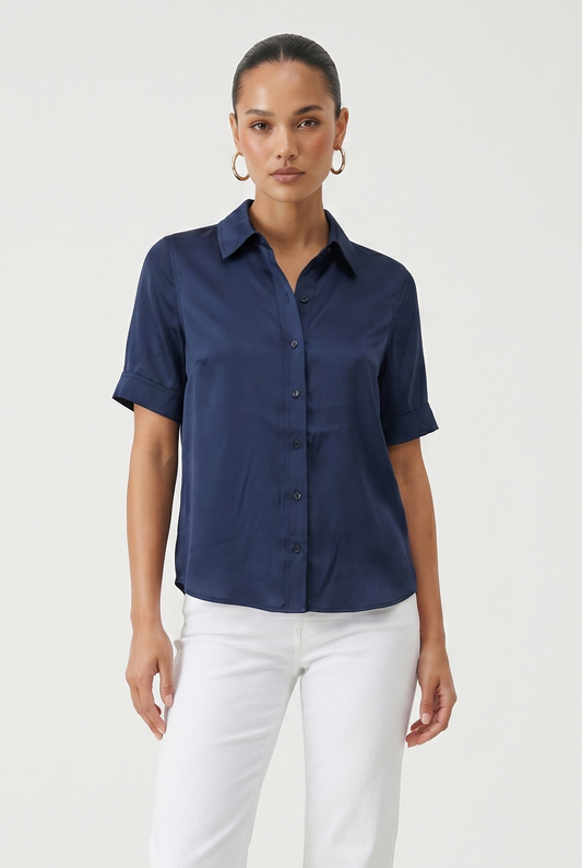 Short Sleeve Satin Shirt