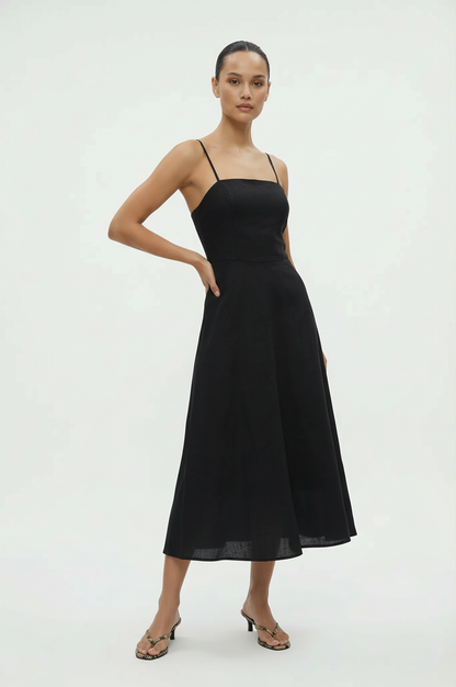 Sunset Beach Linen Midi Dress