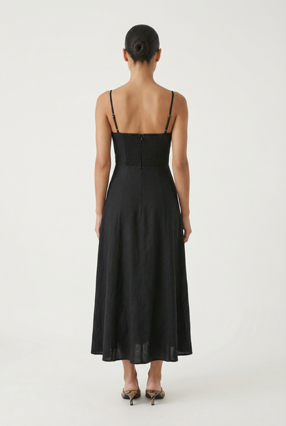 Sunset Beach Linen Midi Dress