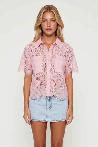 Lizzie Lace Short Sleeve Top