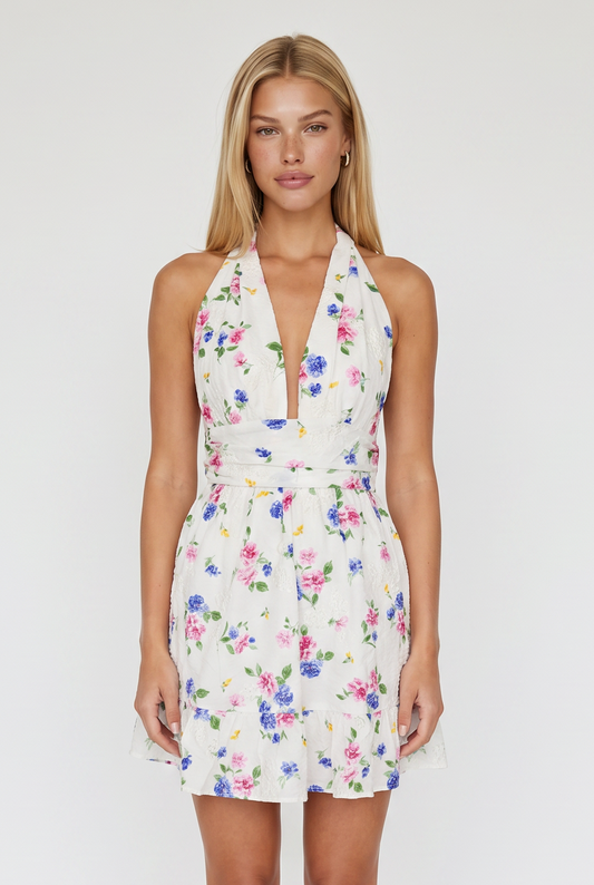 Lola Floral Halter Mini Dress