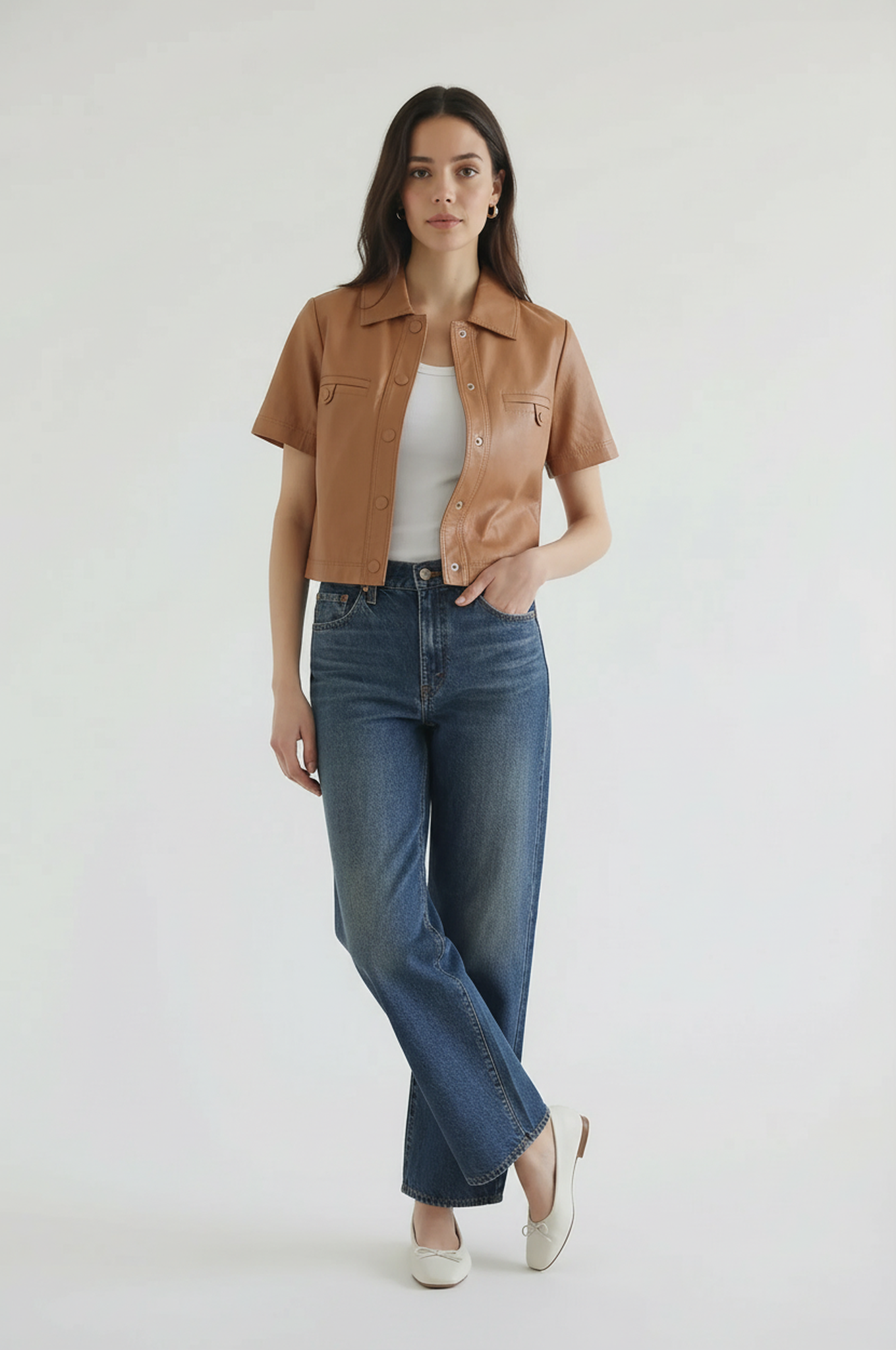 Everly Short Sleeve Leather Jacket