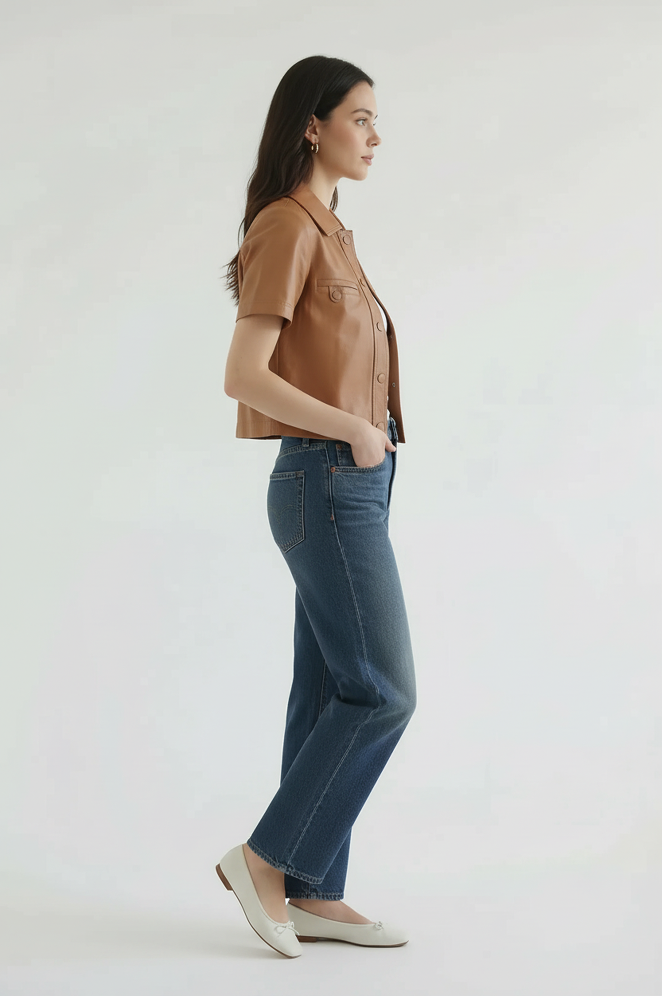 Everly Short Sleeve Leather Jacket
