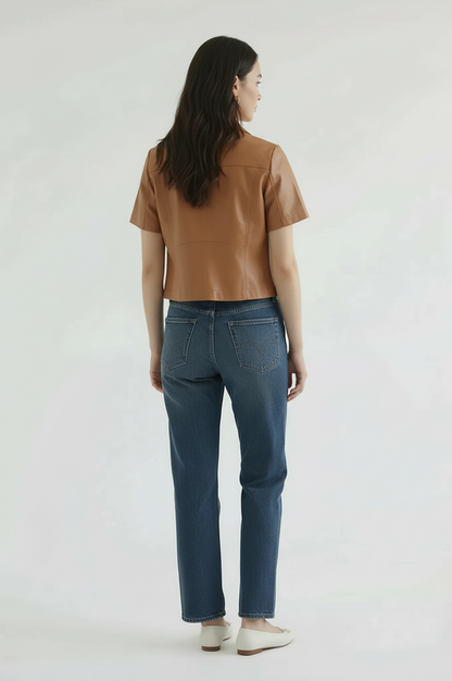 Everly Short Sleeve Leather Jacket