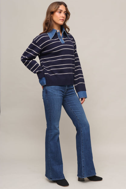 Topher Stripe Polo Sweater