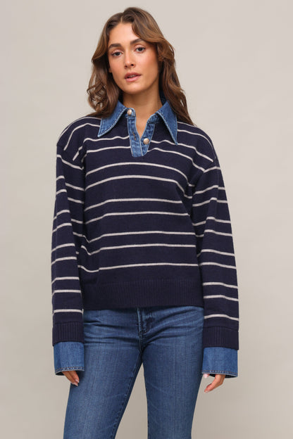 Topher Stripe Polo Sweater