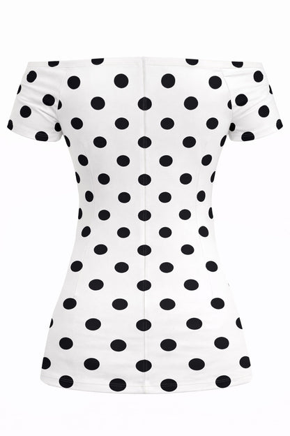 Lilian Polka Dot Off-Shoulder Top In White