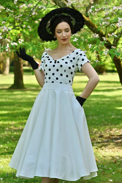 Lilian Polka Dot Off-Shoulder Top In White