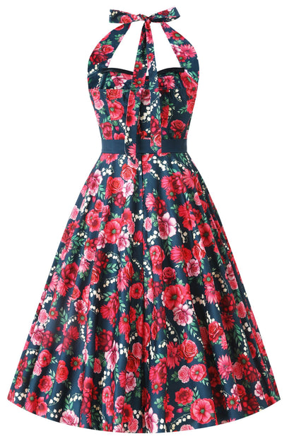 Daisy Pink Floral Halter Dress