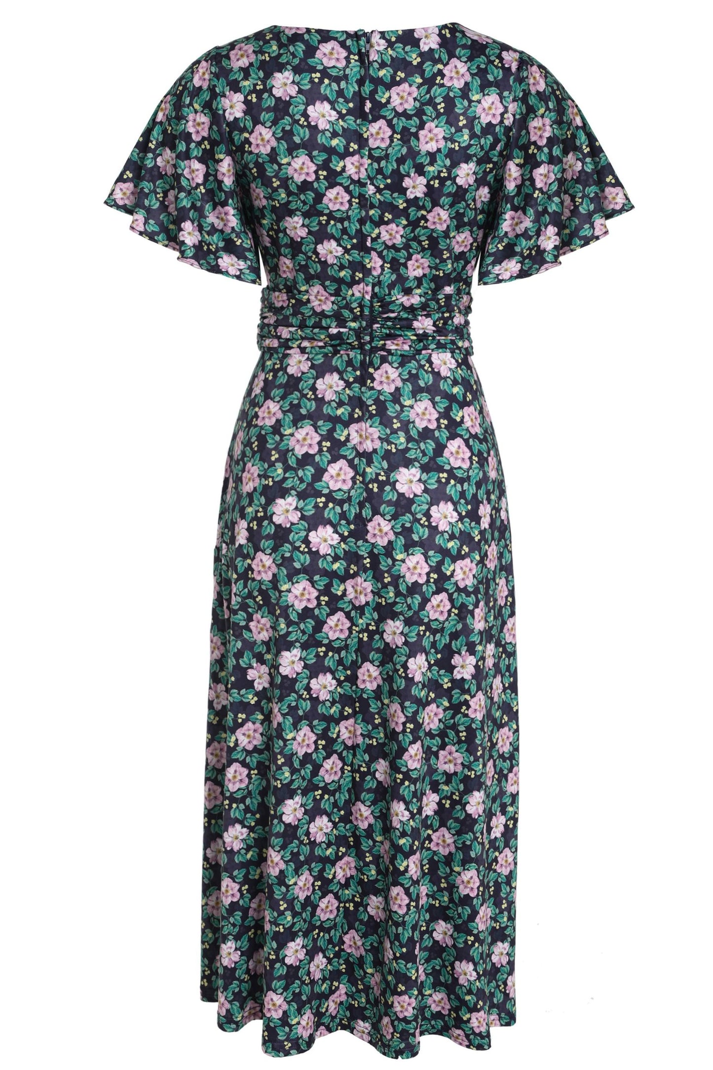 Donna Purple Floral Crossover Bust Dress