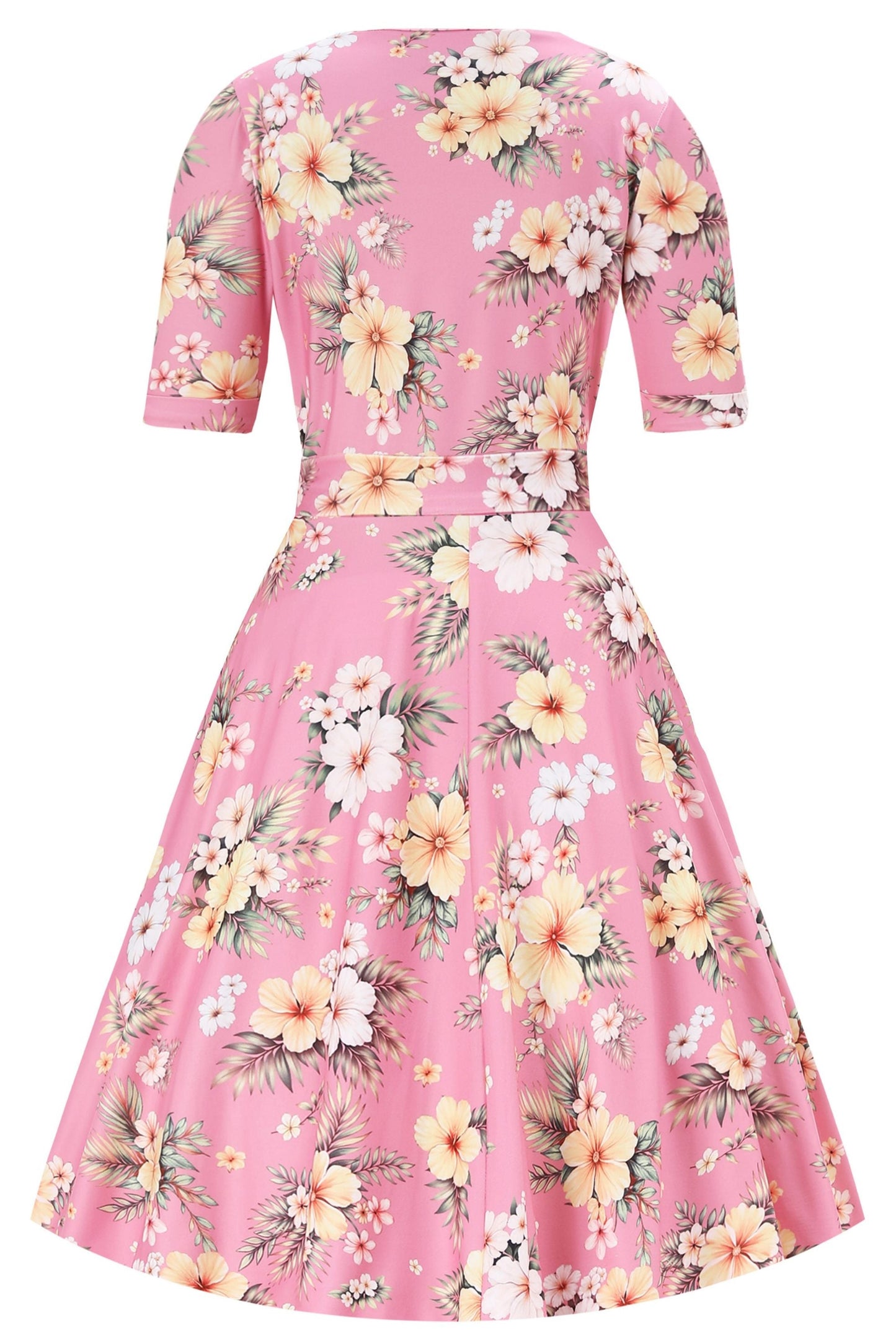 Matilda Pink Vintage Hibiscus Wrap Dress