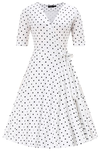 Matilda Polka Dot Wrap Dress in White
