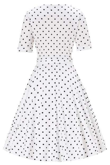Matilda Polka Dot Wrap Dress in White