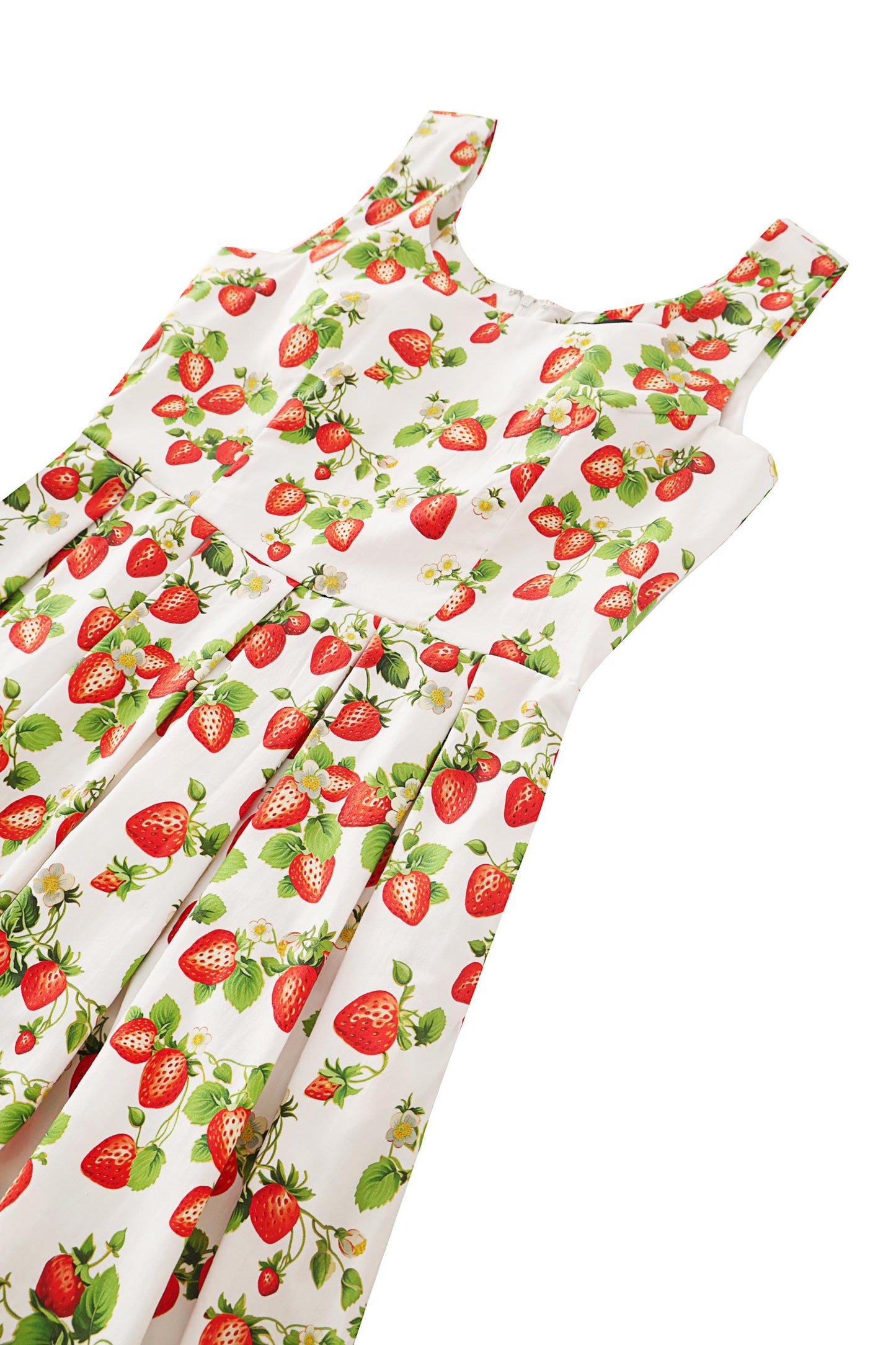 Ophelia White Strawberry Midi Dress