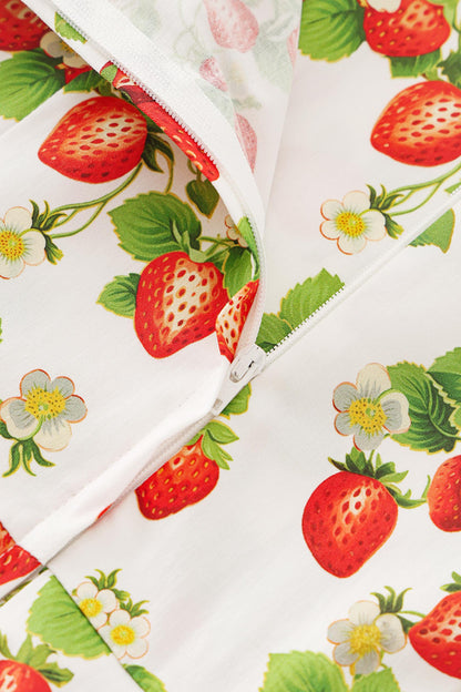 Ophelia White Strawberry Midi Dress