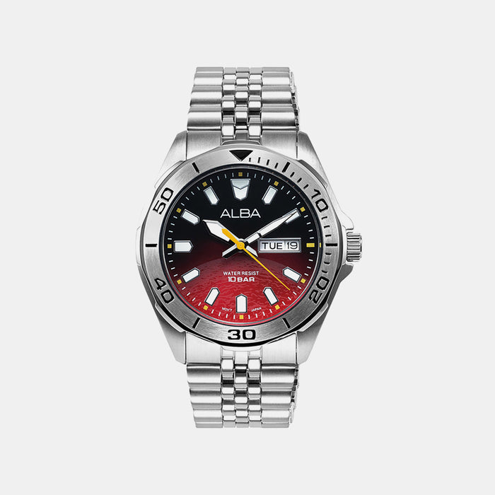Active Men Quartz Red Dial Analog Stainless Steel Watch AV3581X1