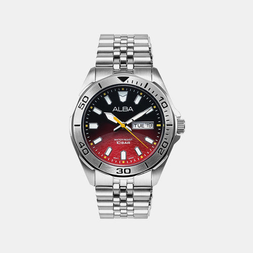 Active Men Quartz Red Dial Analog Stainless Steel Watch AV3581X1