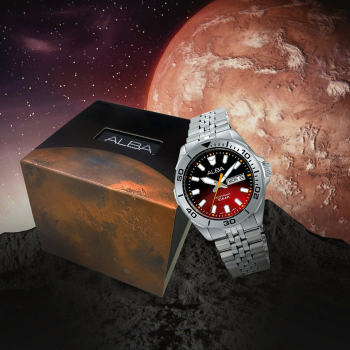 Active Men Quartz Red Dial Analog Stainless Steel Watch AV3581X1