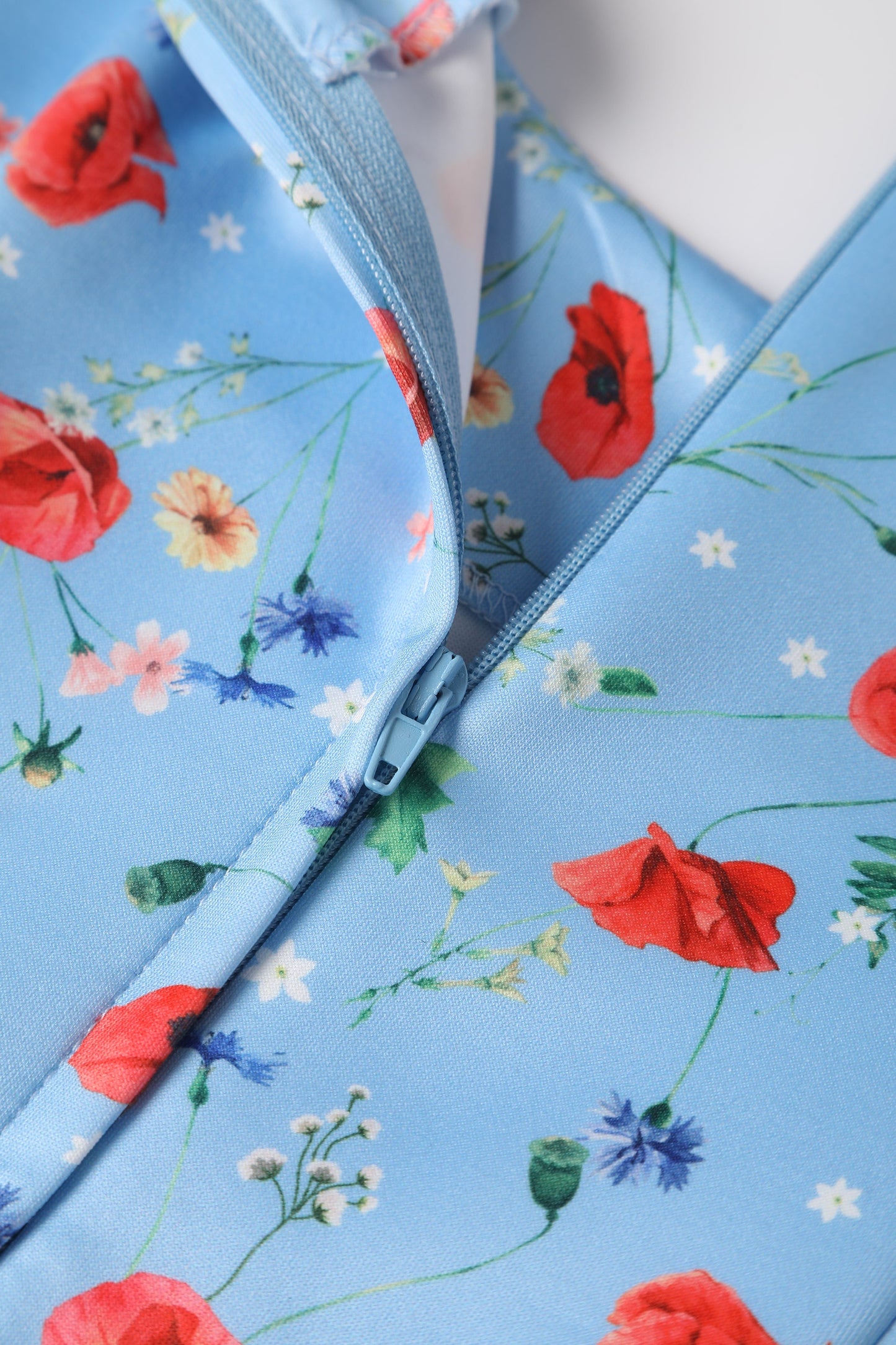 Amanda Light Blue Poppy Swing Dress
