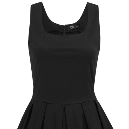 Amanda Embroidered Scoop Neck Swing Dress in Black-Red