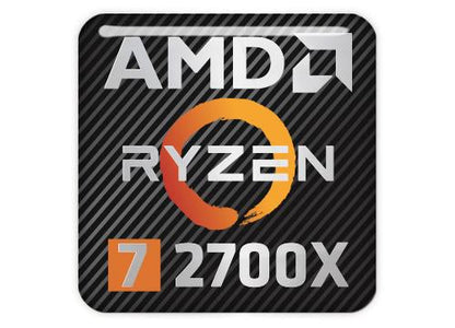 AMD Ryzen 7 2700X 1"x1" Chrome Effect Domed Case Badge / Sticker Logo