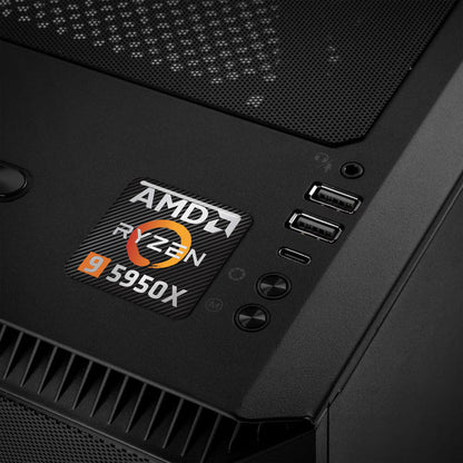 AMD Ryzen 9 5950X 1"x1" Chrome Effect Domed Case Badge / Sticker Logo