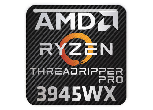 AMD Ryzen Threadripper Pro 3945WX 1"x1" Chrome Effect Domed Case Badge / Sticker Logo