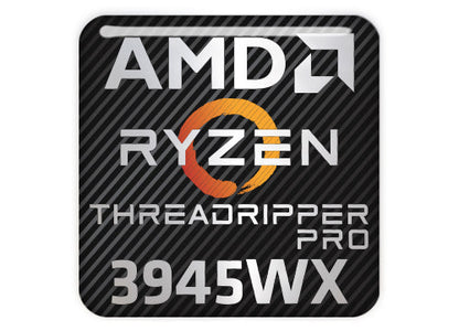 AMD Ryzen Threadripper Pro 3945WX 1"x1" Chrome Effect Domed Case Badge / Sticker Logo