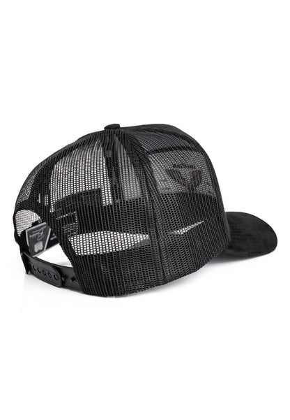 Black mesh cap on a white background