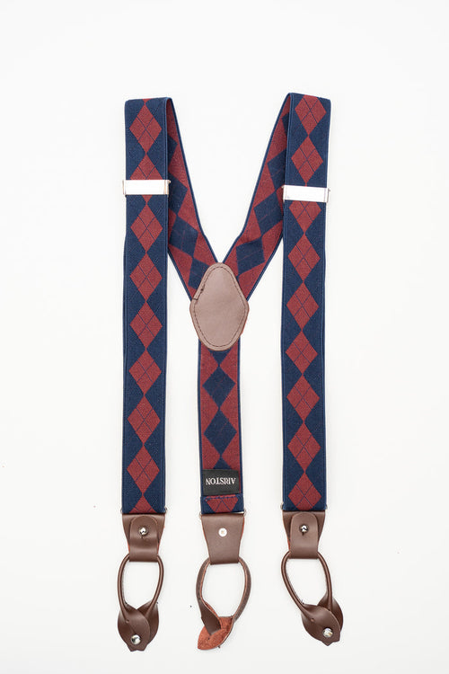AR Navy Diamond BNL Suspenders - The Suit Depot