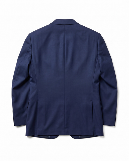 Arthur Black Solid Dark Blue Slim Fit Marzotto Gabardine Wool 2-Button Suit - The Suit Depot