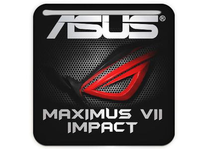 Asus ROG MAXIMUS VII IMPACT Motherboard 1"x1" Chrome Effect Domed Case Badge / Sticker Logo