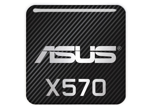 Asus X570 Motherboard 1"x1" Chrome Effect Domed Case Badge / Sticker Logo