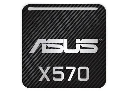 Asus X570 Motherboard 1"x1" Chrome Effect Domed Case Badge / Sticker Logo